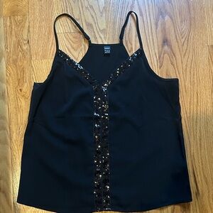 Shein Black Sequin Camisole Racerback Top